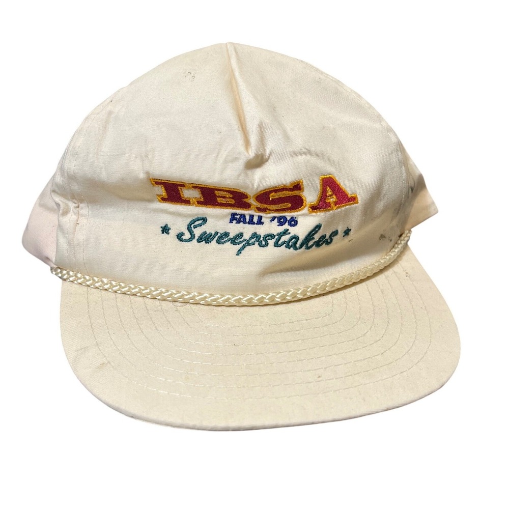 Nissin Cap Hat Mens Adjustable Cream IBSA Fall 96 Sweepstakes Vintage Rope Hat